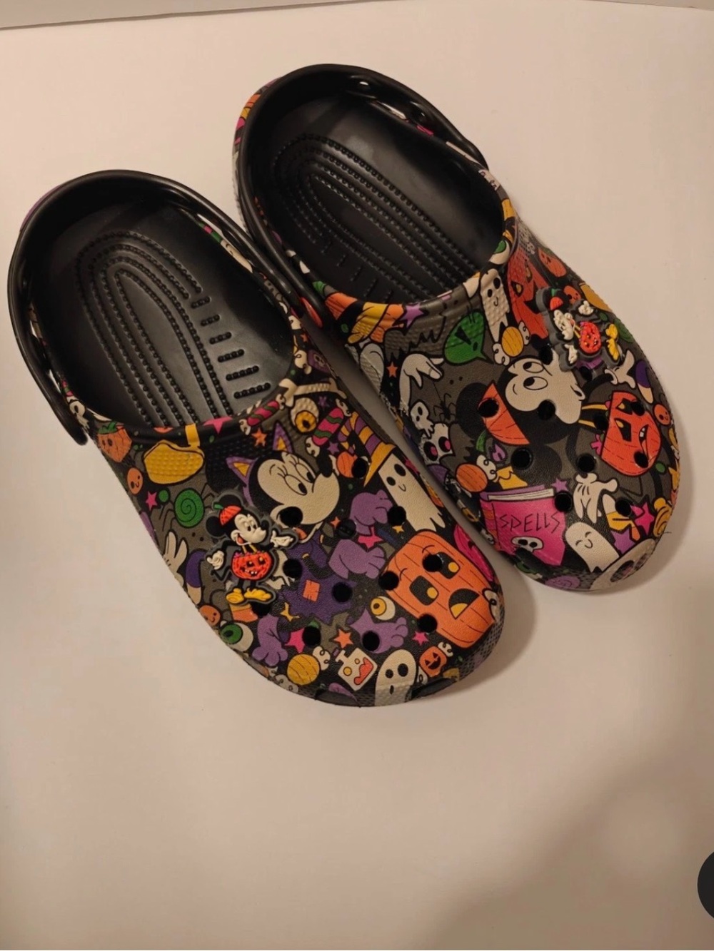 Halloween Cartoon Print Clog Shoes - Black Base